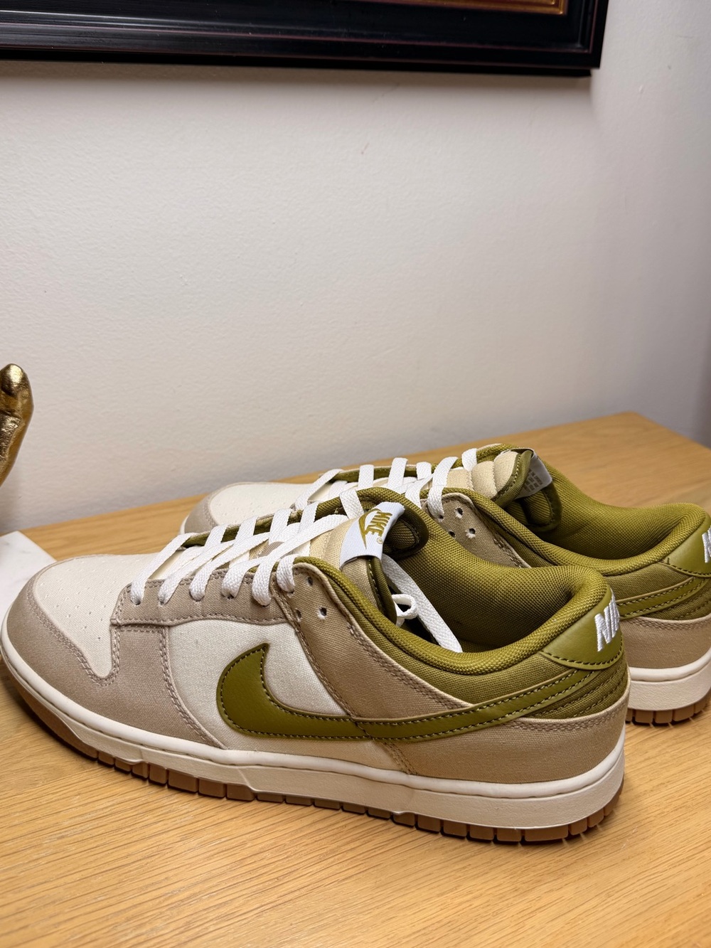 Nike Dunks Men’s Low-Top Sneakers in Olive Green and Beige